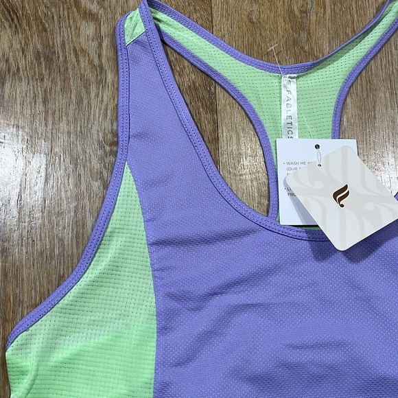 NWT Fabletics High Tempo Tank Purple Green Mesh Racerback Women's Small S New - Picture 4 of 11